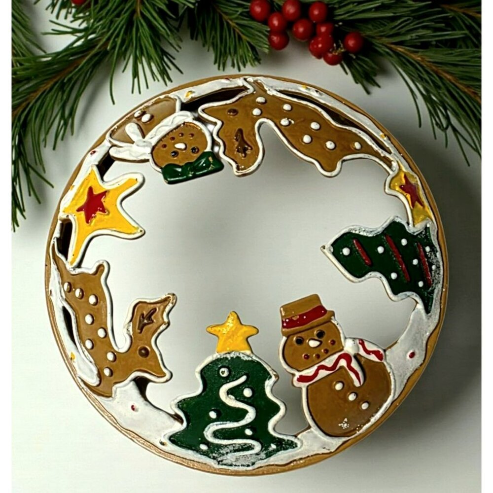 Yankee Candle Gingerbread Cookie Illuma Lid Jar Topper Reindeer Snowman Stars